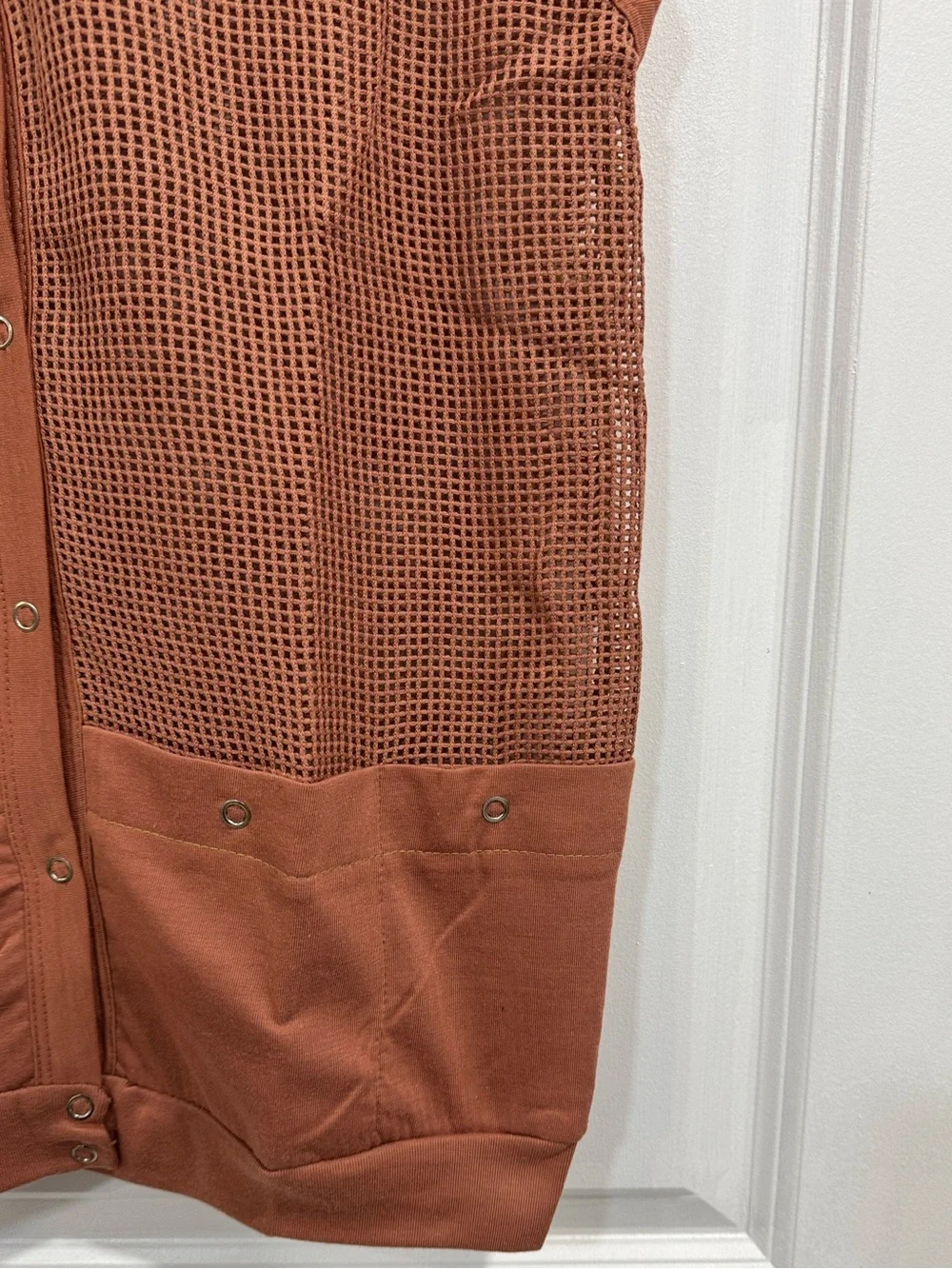 Vintage Honey Mesh Snap Front Utility Vest Medium Terracotta Rust Brown